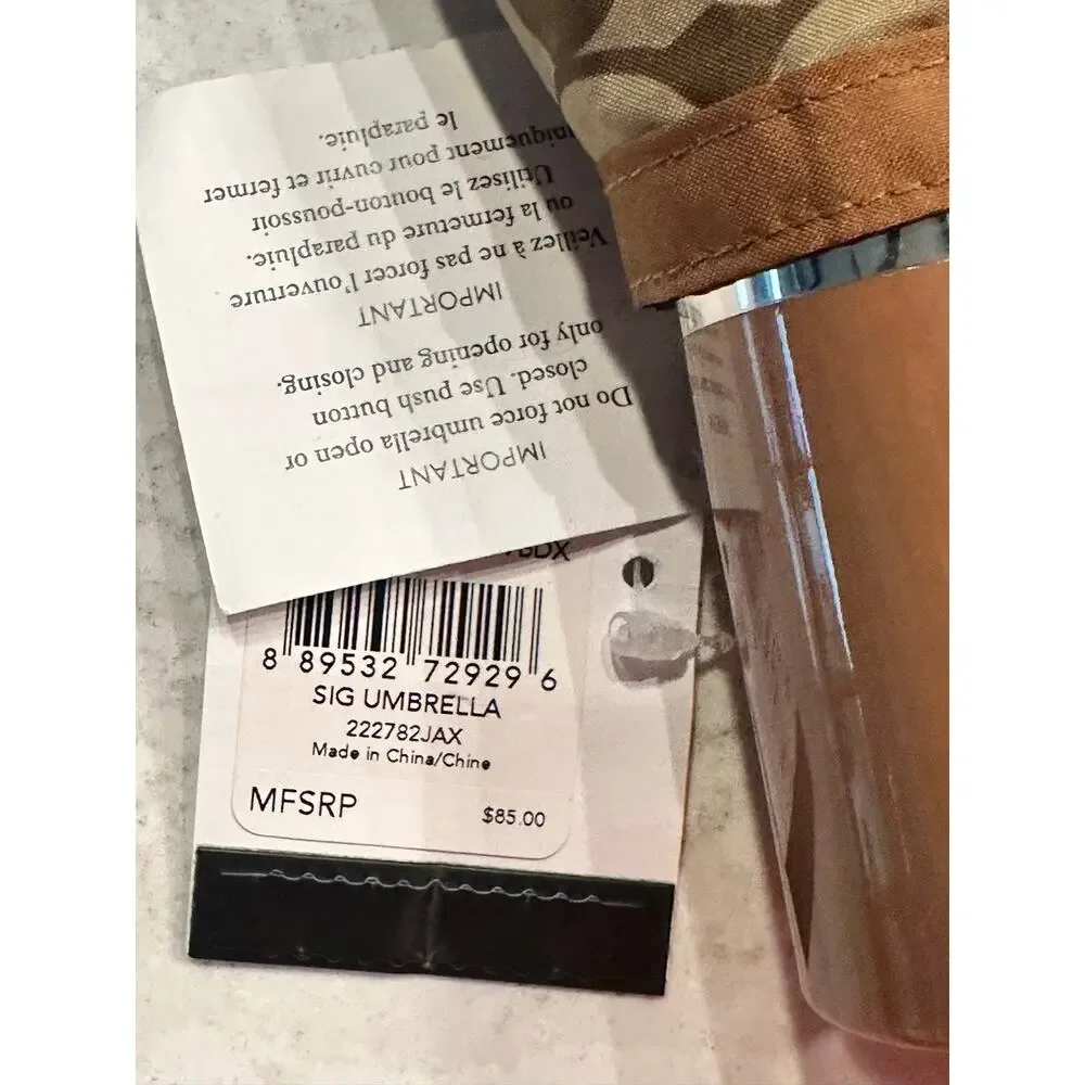 NWT Coach Signature C Print Automatic Compact Umbrella Khaki Brown NWT MSRP $85